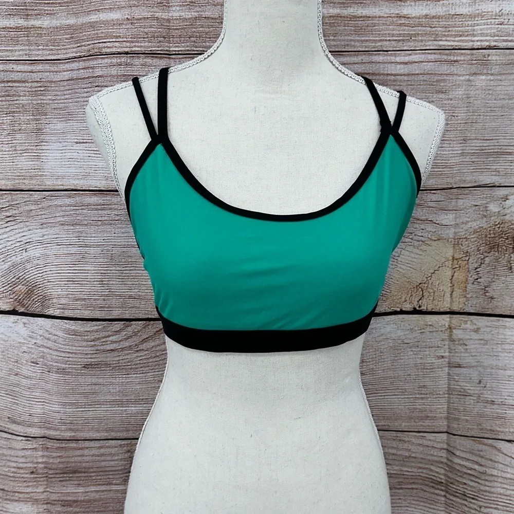 Fabletic Green and Black Dash Bikini Top Size M